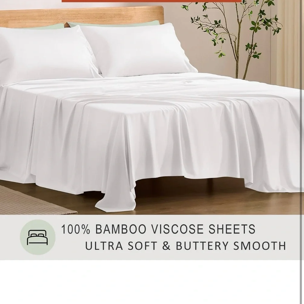 Luxury cooling sheeting set 100% viscose from bamboo,4 piece bedding set (queen)